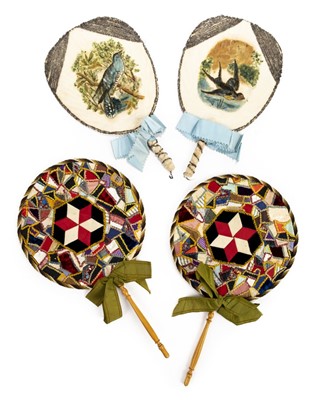 Lot 162 - Fans. A pair of hand-painted fans, 1920s/30s