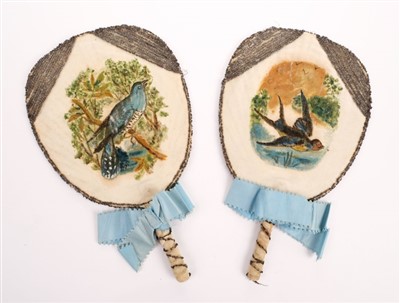 Lot 162 - Fans. A pair of hand-painted fans, 1920s/30s