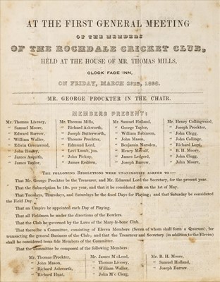 Lot 413 - Rochdale Cricket Club, Annual Meeting, 1838-1840, 1845 & 1848