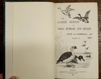 Lot 245 - Hume (Allan). The Game Birds of India, Burmah, and Ceylon, 1st edition, 1879-81
