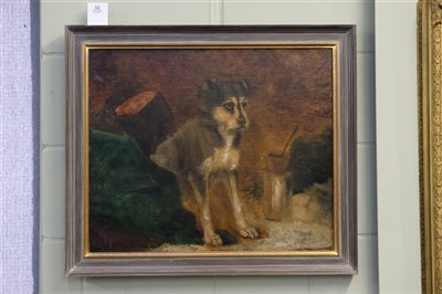 Lot 282 - Naive School. Portrait of seated terrier, circa 1850-70