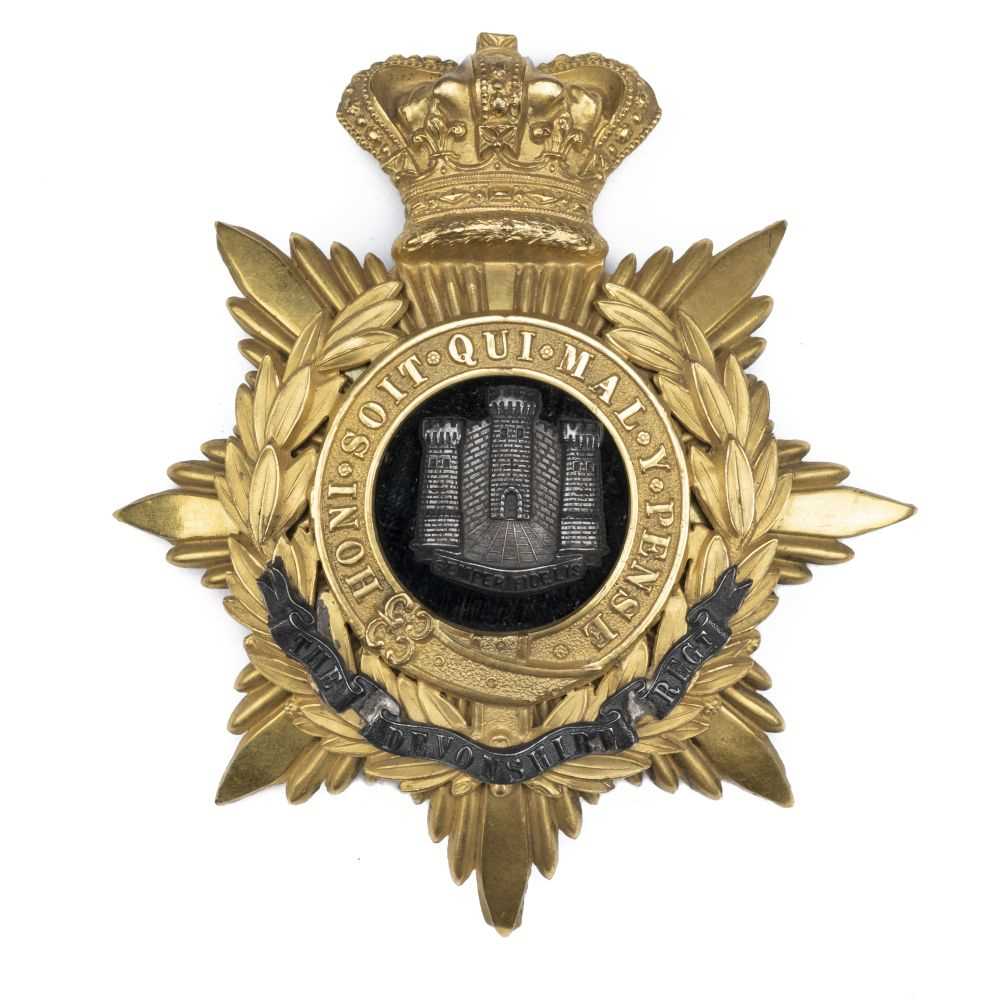 Lot 197 - The Devonshire Regiment. An Officer's Home Service helmet plate