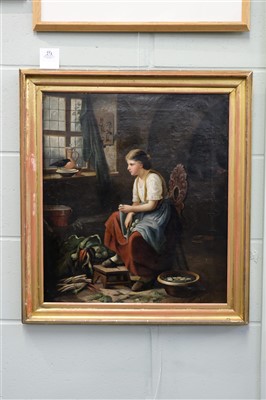Lot 274 - English School. A Young Girl in an interior, circa 1870s