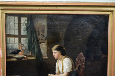 Lot 274 - English School. A Young Girl in an interior, circa 1870s
