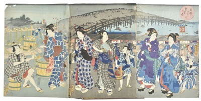 Lot 329 - Kunisada I (Utagawa, 1786-1865, & Kunisada II, 1823-1880). 12 Colour Woodblock Triptychs, c. 1860s
