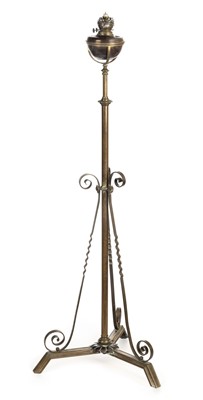 Lot 133 - Standard lamp. A Victorian brass telescopic standard lamp