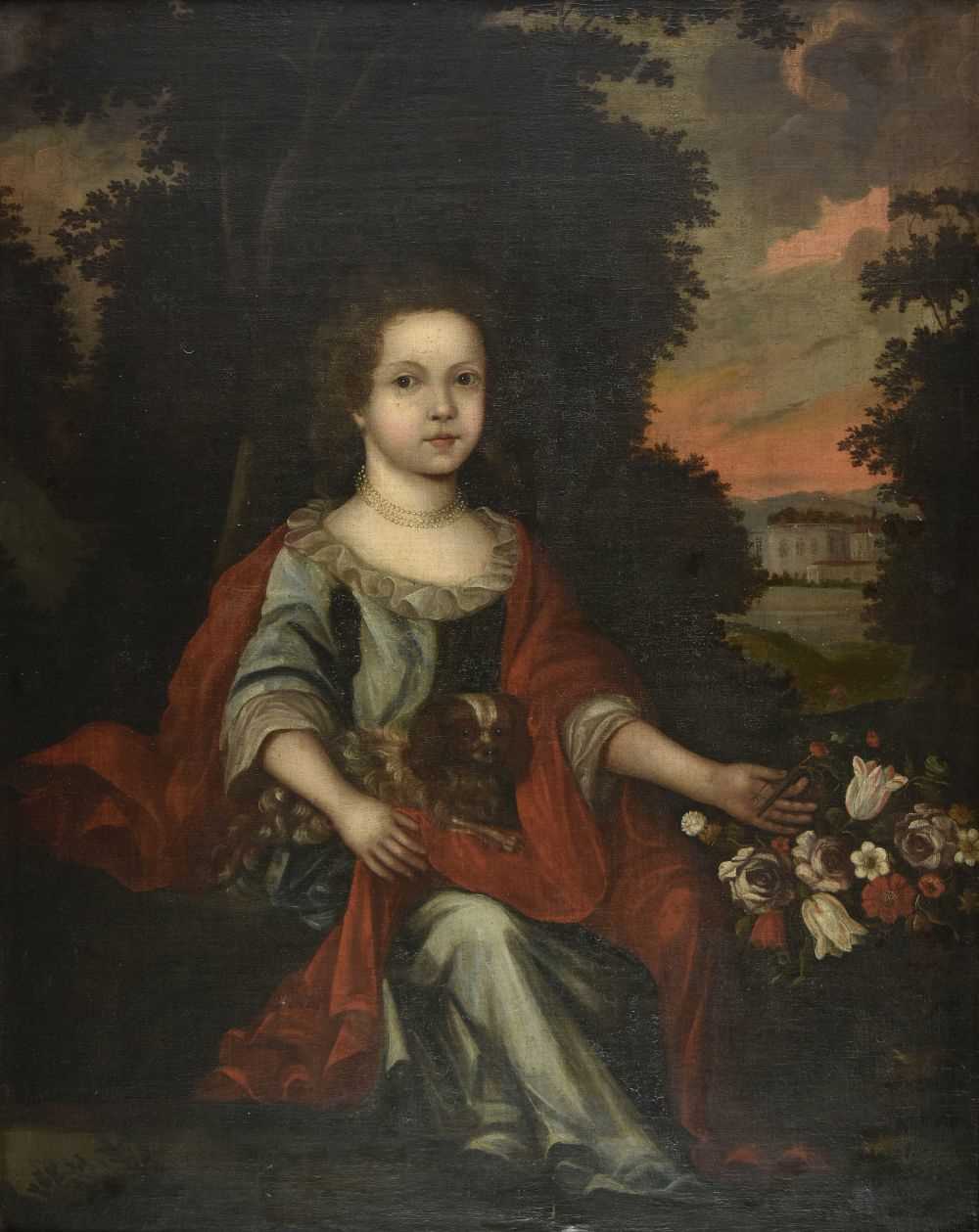 Lot 203 - English School. Girl with Dog, circa 1660-1700