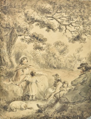 Lot 286 - Attributed to George Morland (1762/63-1804). Travelling Family and Dog Resting by a Tree, 1985