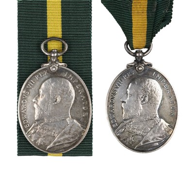 Lot 220 - Territorial Force Efficiency Medals (Somerset Light Infantry and Middlesex Regiment)