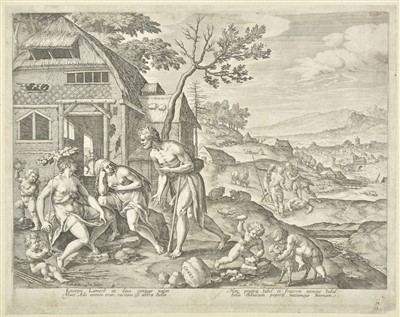 Lot 234 - Coornhert (Dirk Volkertsz, 1522-1590). The Parable of the Great Banquet: The Second Excuse, 1558-59
