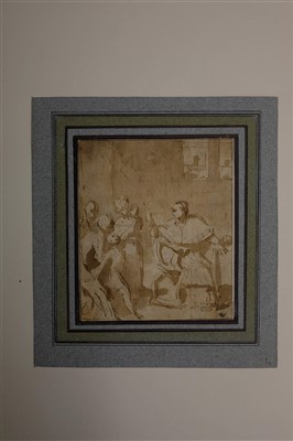 Lot 228 - Attributed to Taddeo Zuccaro (1529-1566). Interior Scene