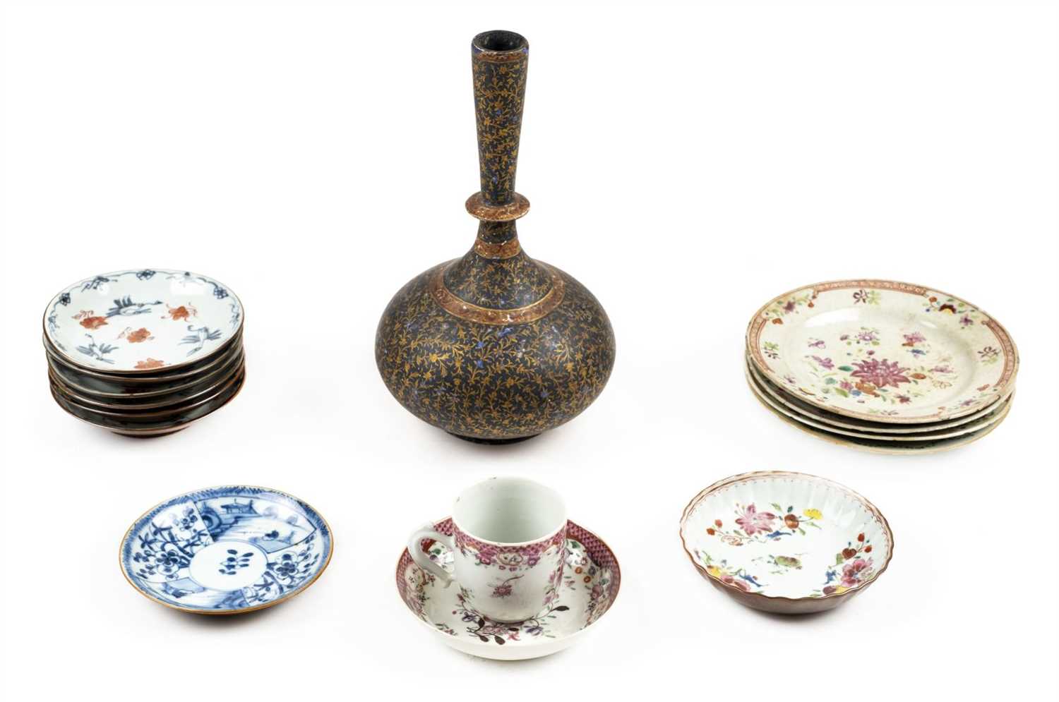 Lot 97 - Oriental ceramics. A collection of Chinese famille-rose dishes and other items