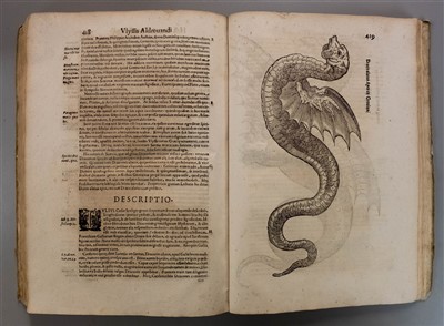 Lot 200 - Aldrovandi (Ulisse). Serpentum et Draconum Historiae libri duo, 1st edition, Bologna, 1640