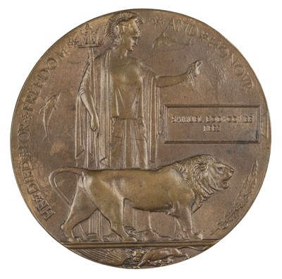 Lot 229 - WWI. A WWI Bronze Memorial Plaque 'Samuel Bodycombe Rees' with framed scroll