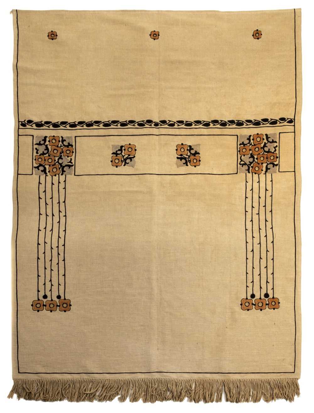 Lot 136 - Arts & Crafts. An embroidered wall-hanging, circa 1900