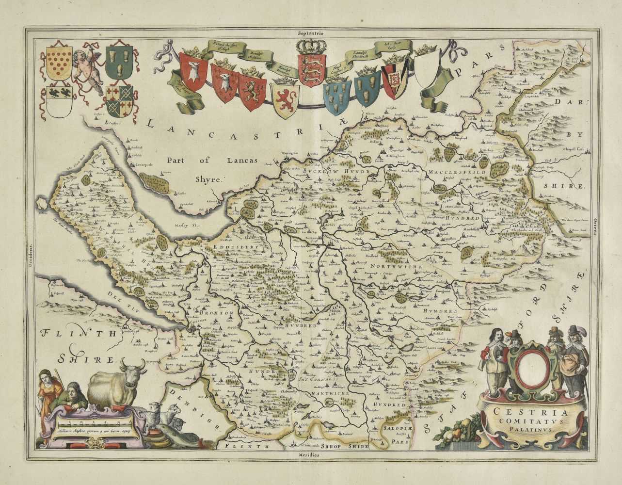 Lot 27 - Cheshire. Blaeu (Johannes), Cestria Comitatus Palatinus, circa 1645