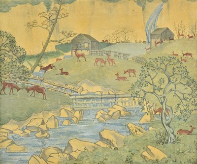 Lot 413 - Holmes (Kenneth, 1906-1994). Deer on a Farm in Summer, circa 1930s