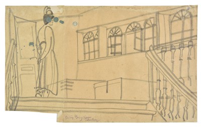 Lot 406 - Grigoriev (Boris Dmitrievich (1886-1939). Lady at head of staircase