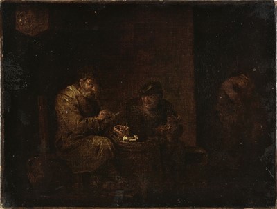 Lot 209 - Follower of David Teniers. (1610-1690). Peasants drinking in a tavern