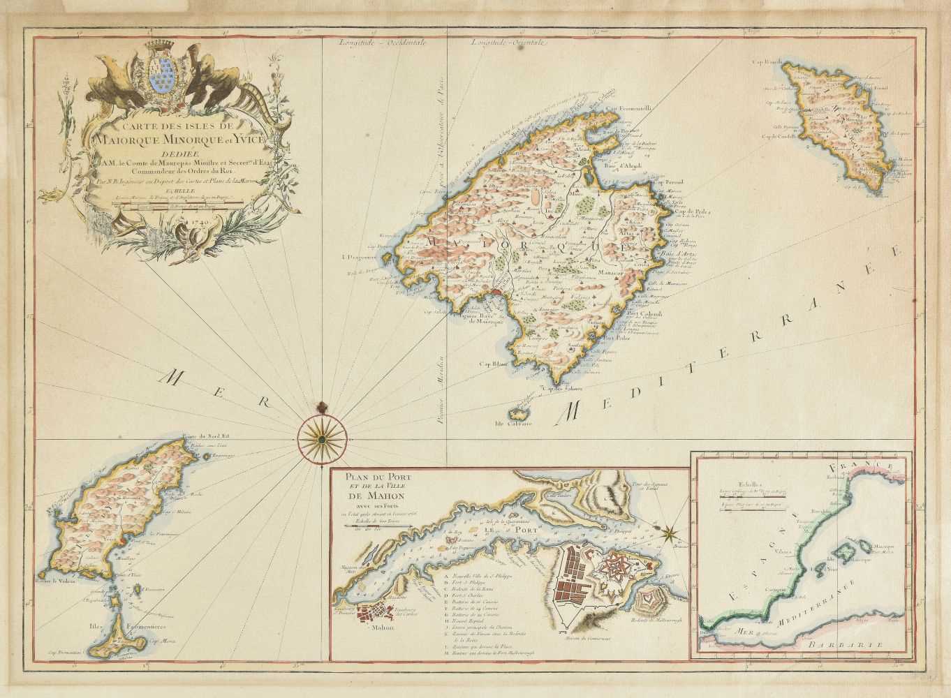 Lot 10 - Balearic Islands. Bellin (Jacques Nicolas), Carte des Isles de Maiorque..., 1740