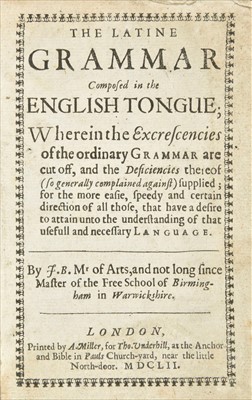 Lot 278 - Barton (John). The Latine Grammar composed in the English Tongue, 1st edition, 1652