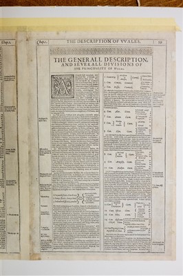 Lot 123 - Wales. Speed (John), Wales, 1st edition, published John Sudbury & George Humble, 1611