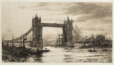 Lot 451 - Wyllie (William Lionel, 1851-1931). Tower Bridge viewed from the Thames, London, etching