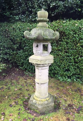 Lot 130 - Japanese Lantern. A large Japanese stone lantern, circa 1920s