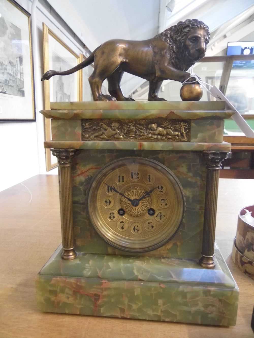 Lot 50 - Clock. A French onyx mantel clock circa 1900