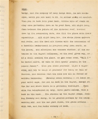 Lot 256 - WWI diary. An important typed diary kept by Major H.C. Morgan, Royal Field Artillery