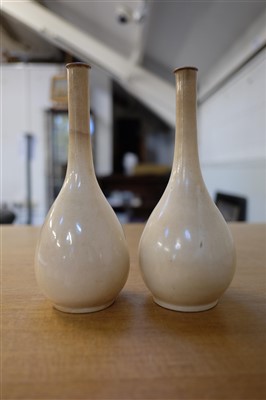 Lot 103 - Vases. A pair of Chinese pottery bottle vases probably late 19th century