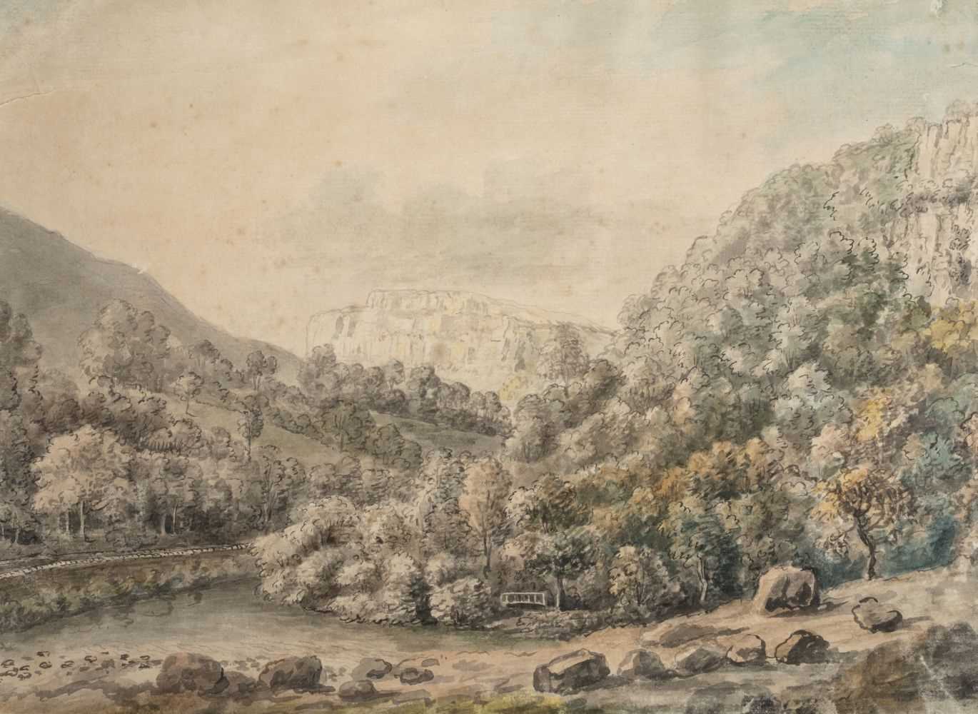 Lot 223 - English School. Picturesque view of High Tor, Matlock, Derbyshire, late 18th century