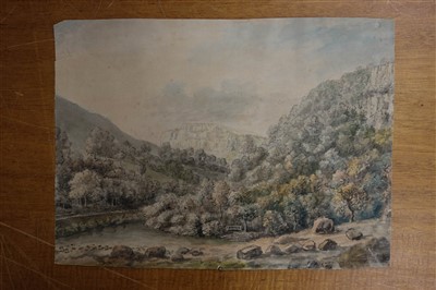 Lot 223 - English School. Picturesque view of High Tor, Matlock, Derbyshire, late 18th century