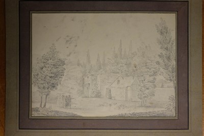Lot 223 - English School. Picturesque view of High Tor, Matlock, Derbyshire, late 18th century