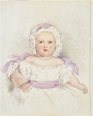 Lot 307 - Miniature. Portrait of an Infant, thought to be Queen Victoria as a child, 19th century