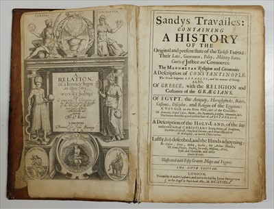 Lot 49 - Sandys (George). Travailes ... a History of the the Turkish Empire, 6th edition, 1658, & others