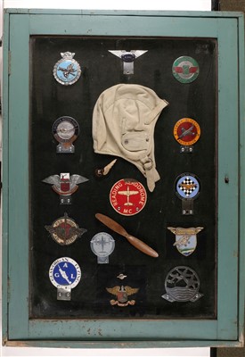 Lot 59 - Cased Display of Aero-club badges & insignia. c. 1930s-1950s
