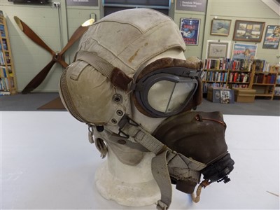 Lot 172 - WWII RAF/FAA Flying Helmet Type C. A rare white leather B/C-pattern circa 1942