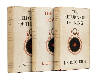 Lot 873 - Tolkien (J.R.R.). Lord of the Rings, 3 volumes, 1955