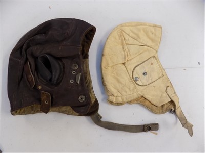 Lot 162 - WWII flying helmets. B and C Type leather flying helmets