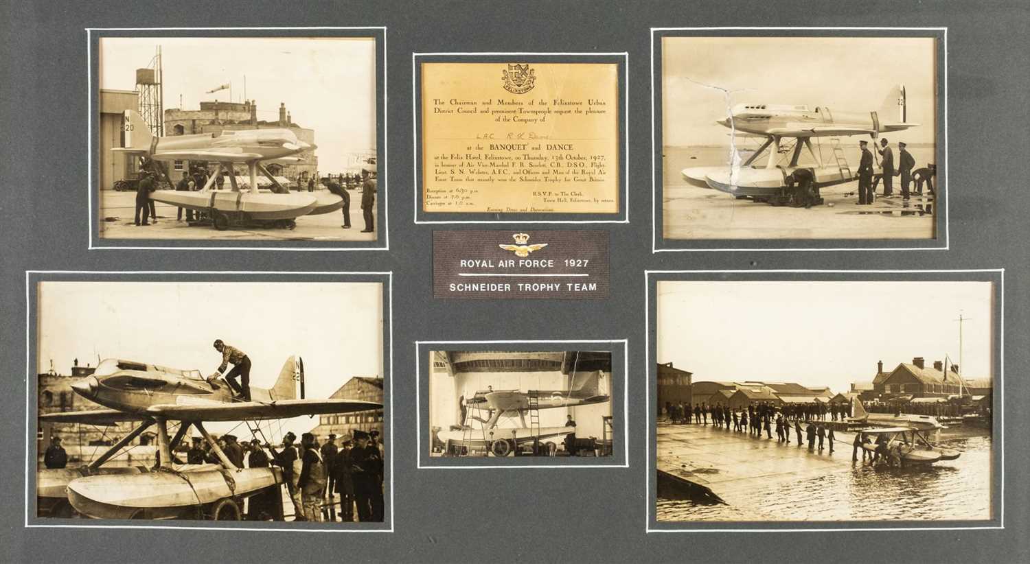 Lot 136 - RAF High Speed Flight Schneider Trophy Race. 1927, a montage of original photographs