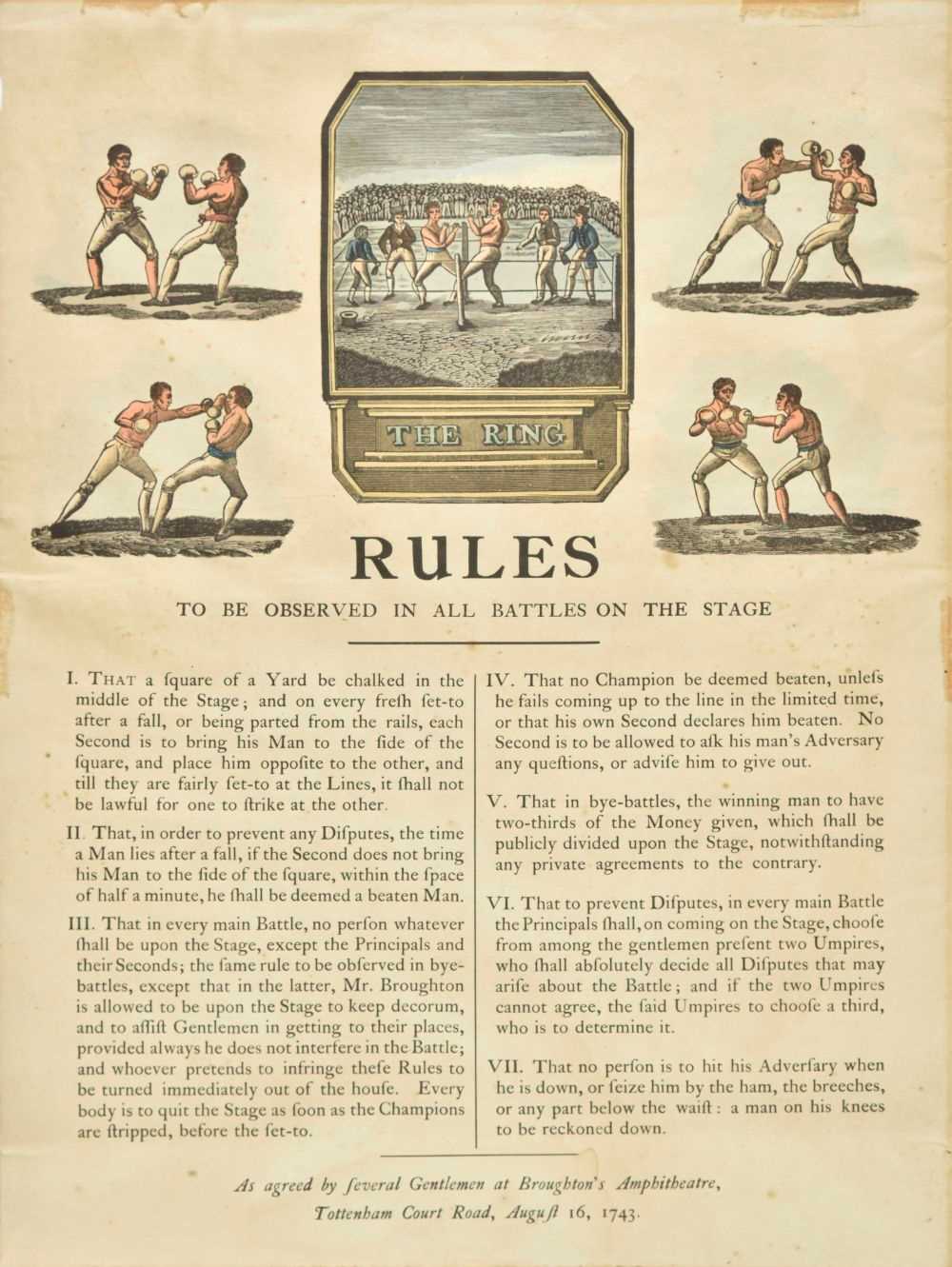 Lot 93 - Boxing. Broadside of rules, dated 1743 but later