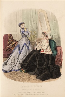 Lot 311 - Fashion. A volume containing 43 plates mostly from La Mode Illustree, Paris, 1865-1866