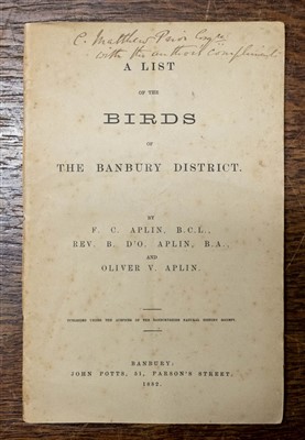 Lot 253 - Matthews (Andrew & Henry). The Birds of Oxfordshire, 1849-51, with autograph material