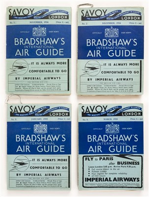 Lot 58 - Bradshaw's International Air Guide. Nos. 1-3, 5, 8, 10, 13-15, 18, 19 & 51, Nov 1934 to Jan 1939