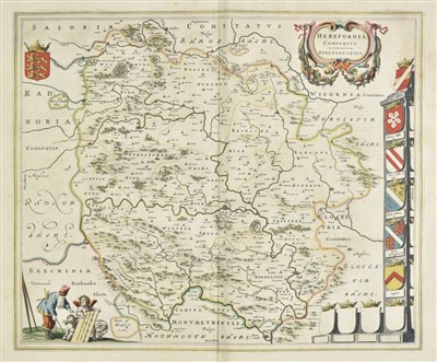Lot 63 - Herefordshire. Blaeu (Johannes), Herefordia comitatus, Hereford-shire, Amsterdam, circa 1645