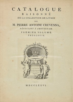 Lot 260 - Crevenna (Pietro Antonio). Catalogue raisonné de la collection de livres, 6 volumes, 1776