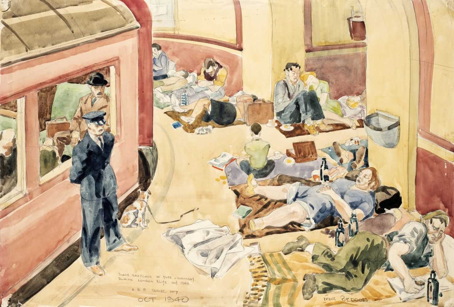 Lot 279 - Beddoes (Ivor, 1909-1981). A group of watercolour & pencil drawings of scenes from the London Blitz