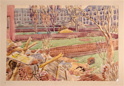 Lot 279 - Beddoes (Ivor, 1909-1981). A group of watercolour & pencil drawings of scenes from the London Blitz