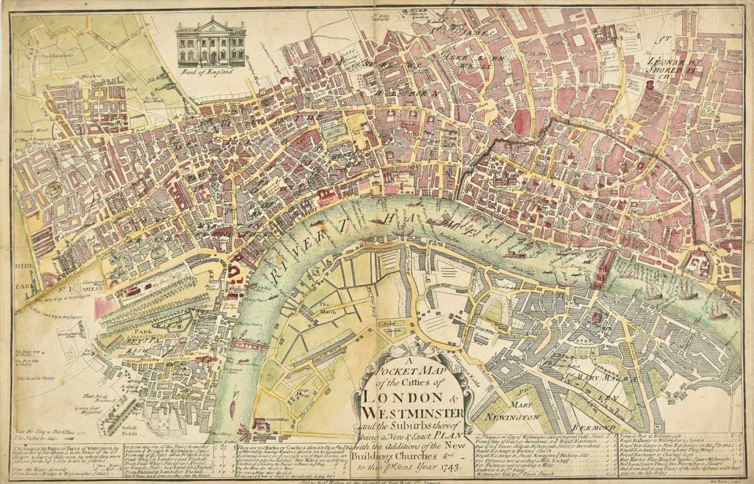 Lot 53 - London. Roades (William), A Pocket Map of the Citties of London & Westminster..., 1743